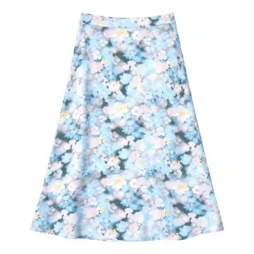 Printed Floral Viscose Midi Skirt
