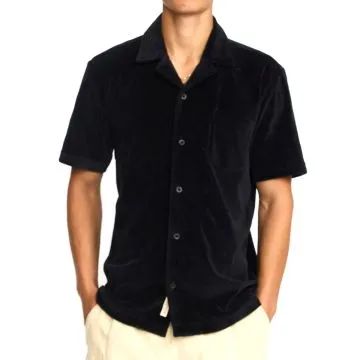 3233 Velour Short Sleeved Cuban Shirt