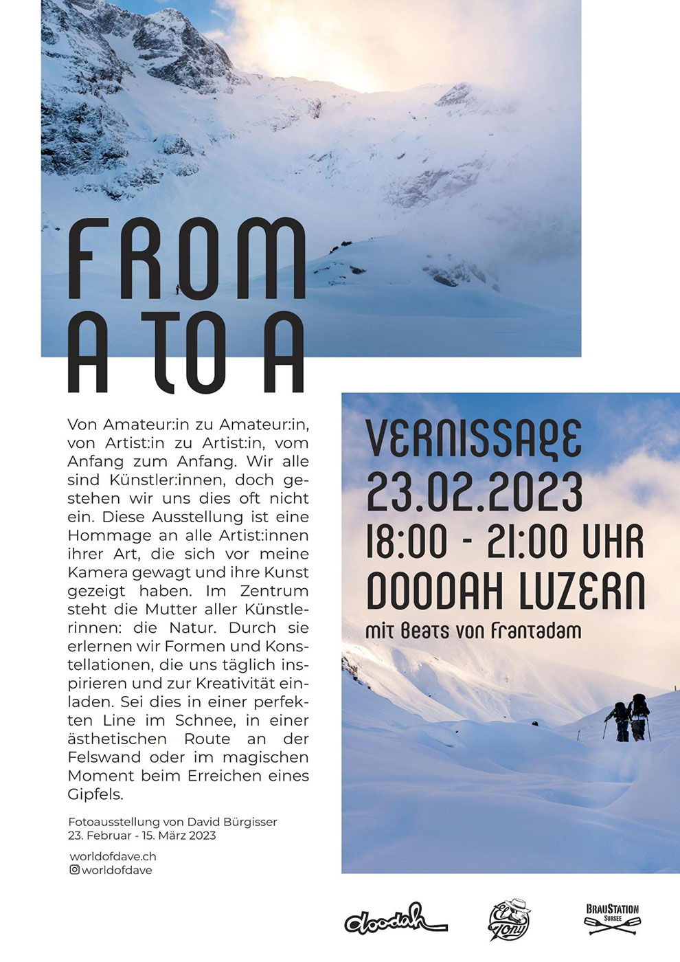 FROM A TO A - VERNISSAGE AT DOODAH LUZERN