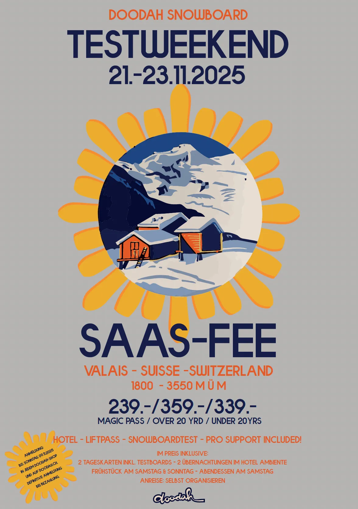 doodah Snowboard Testweekend Saas-Fee